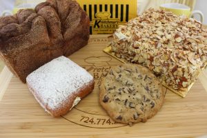 Kretchmar's Signature Products - Toasted Almond Torte, Cinnamon Bread, Bavarian Creme Donut, Gourmet Chocolate Chunk Cookie
