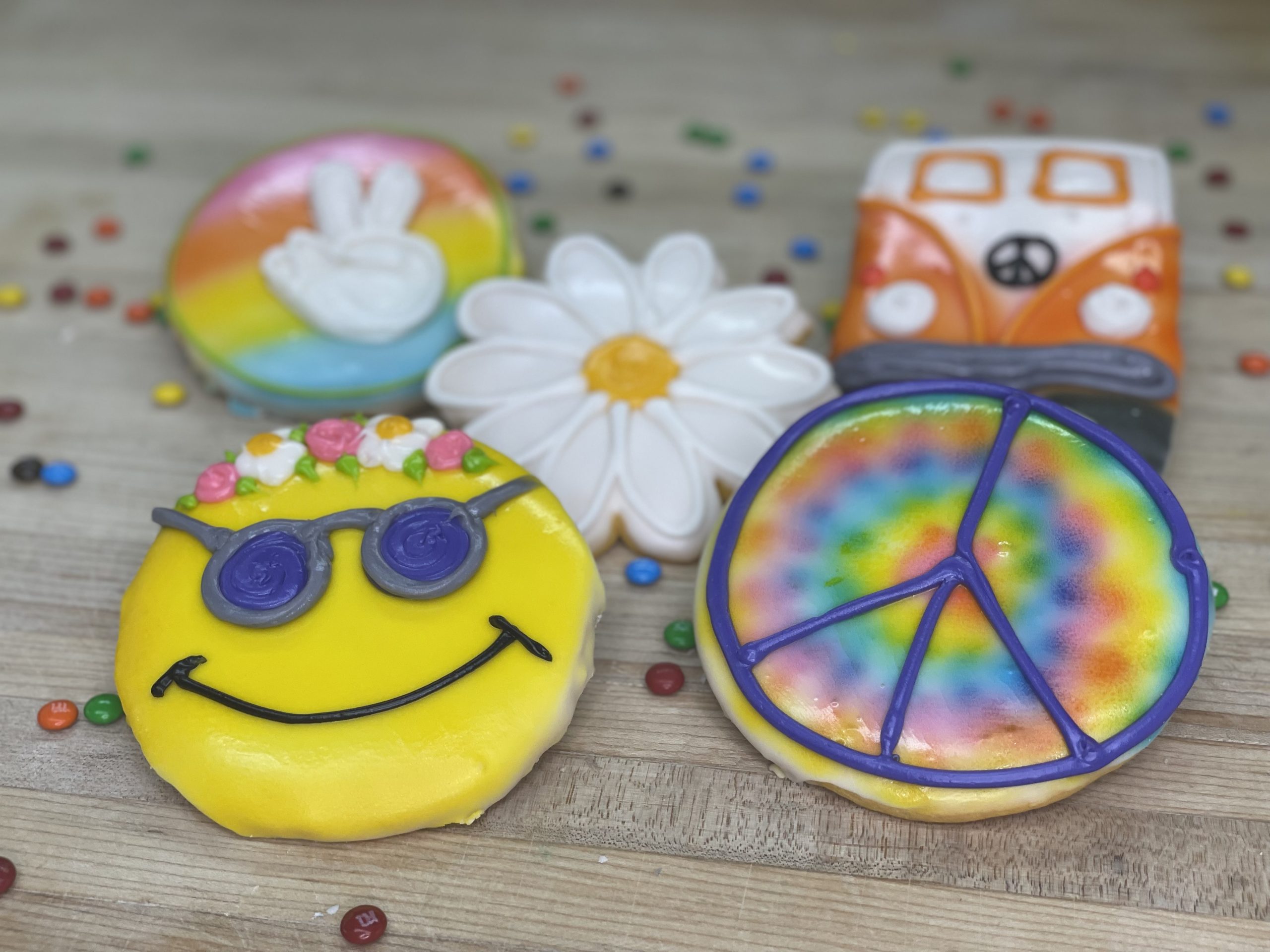 Hippy themed cookies